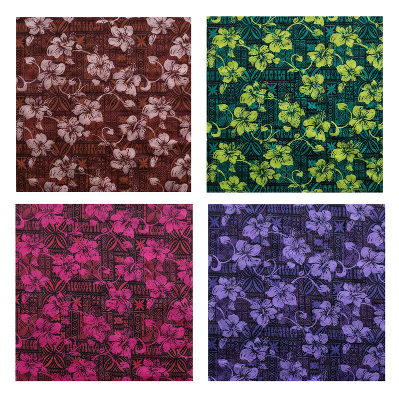 Hibiscus on Traditional Tapa design Fabric | Polyester