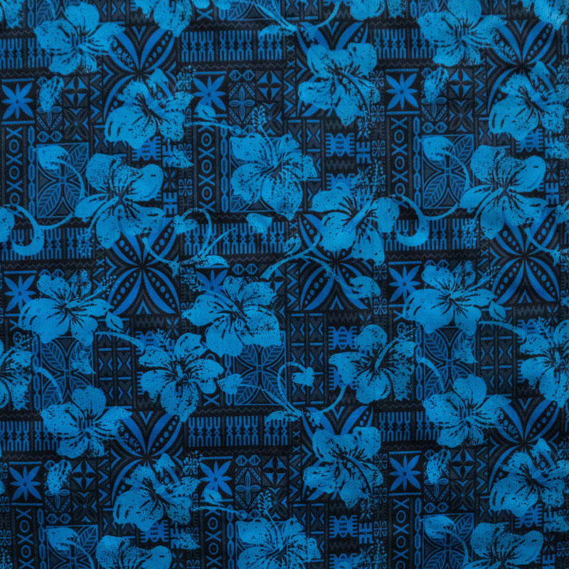 Hibiscus on Traditional Tapa design Fabric | Polyester