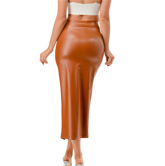 Pinup Style Faux Leather Pencil Skirt