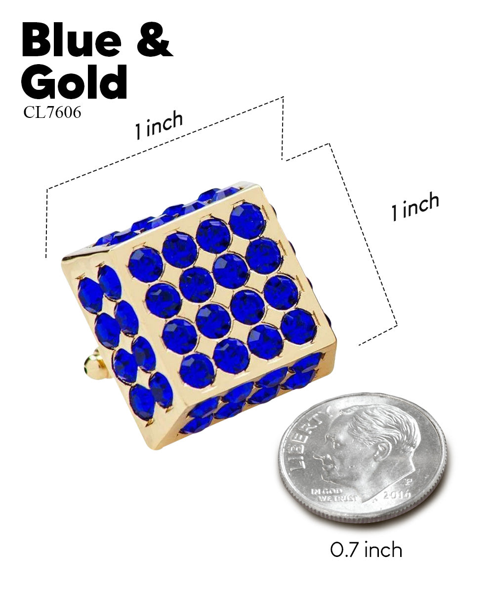Vittorio Vico Men's Large Square Studded Colored Crystal Cufflinks: CL76XX Series