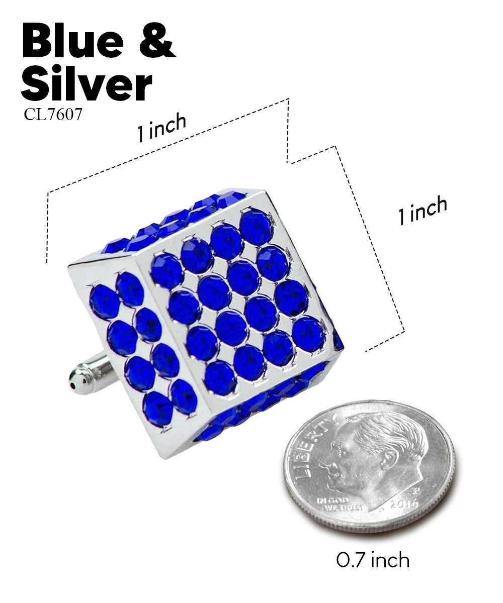 Vittorio Vico Men's Large Square Studded Colored Crystal Cufflinks: CL76XX Series