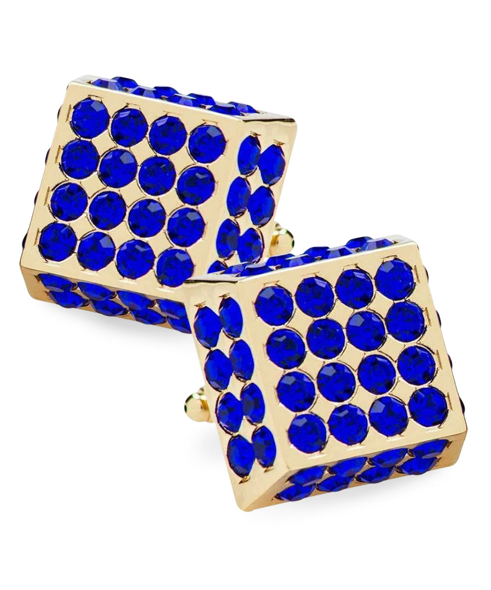Vittorio Vico Men's Large Square Studded Colored Crystal Cufflinks: CL76XX Series