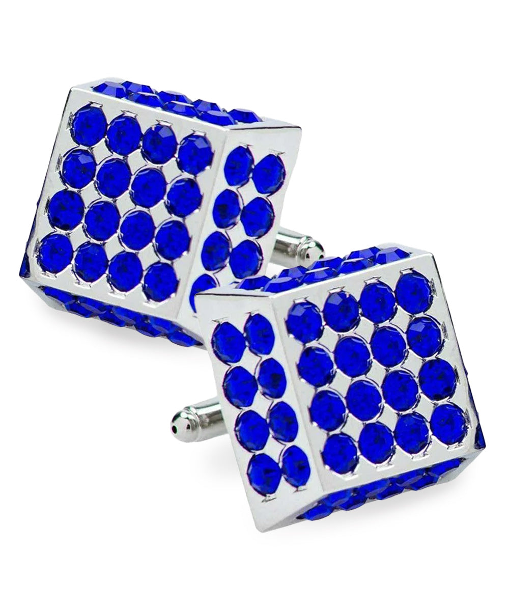 Vittorio Vico Men's Large Square Studded Colored Crystal Cufflinks: CL76XX Series
