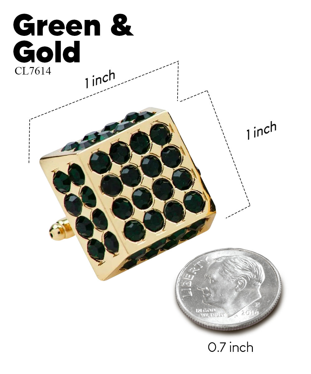 Vittorio Vico Men's Large Square Studded Colored Crystal Cufflinks: CL76XX Series