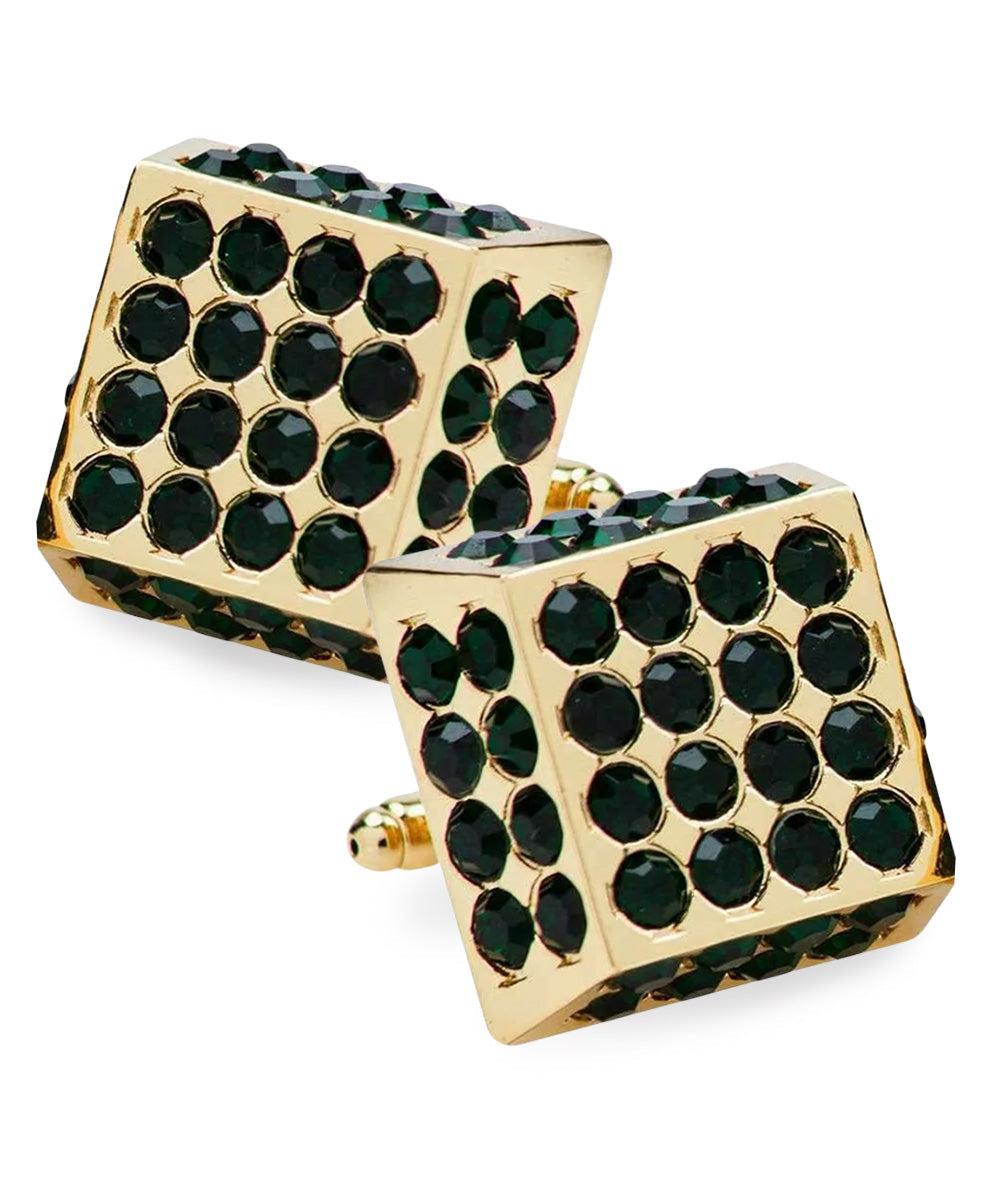 Vittorio Vico Men's Large Square Studded Colored Crystal Cufflinks: CL76XX Series