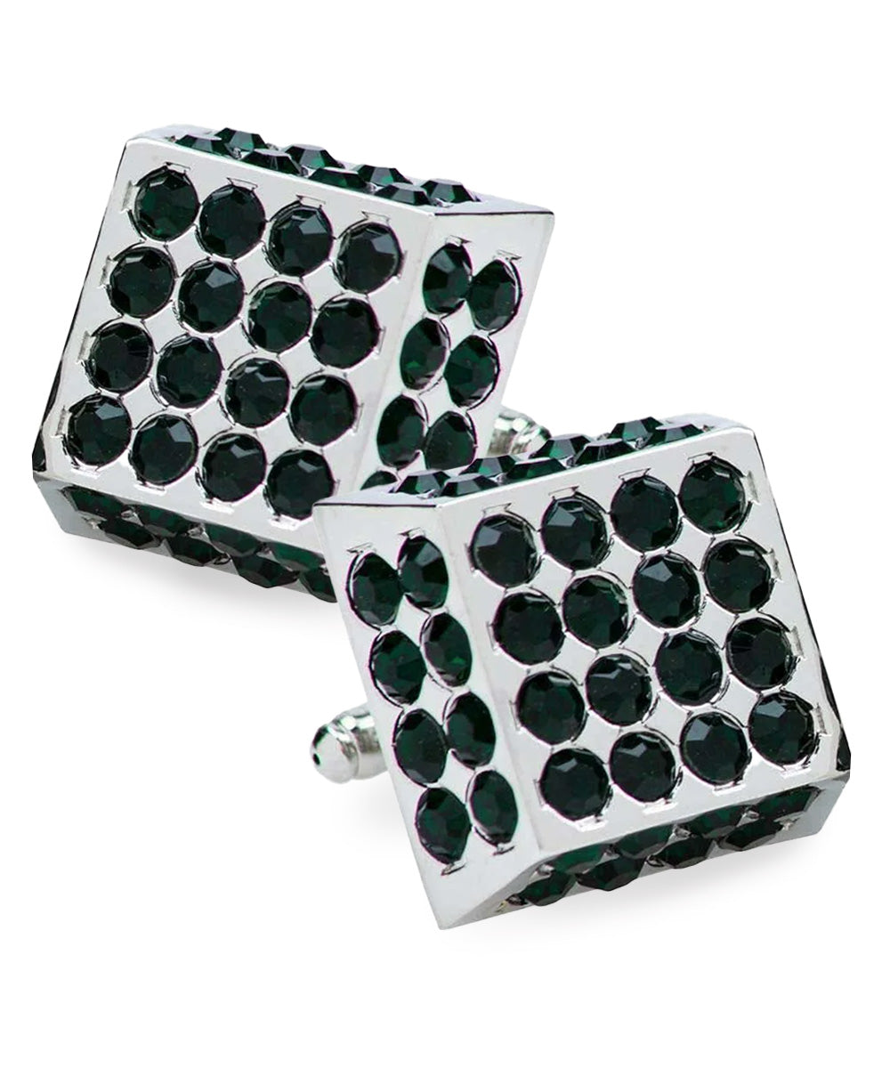 Vittorio Vico Men's Large Square Studded Colored Crystal Cufflinks: CL76XX Series