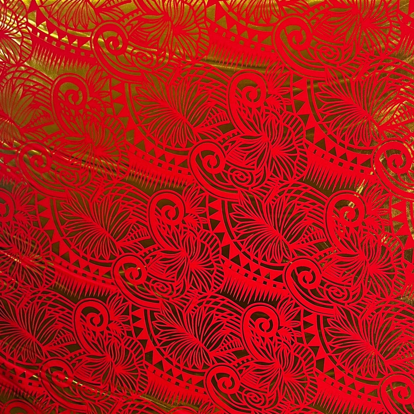 Palm Leaves Traditional Tattoo Polyester Foil | Islands Fabric