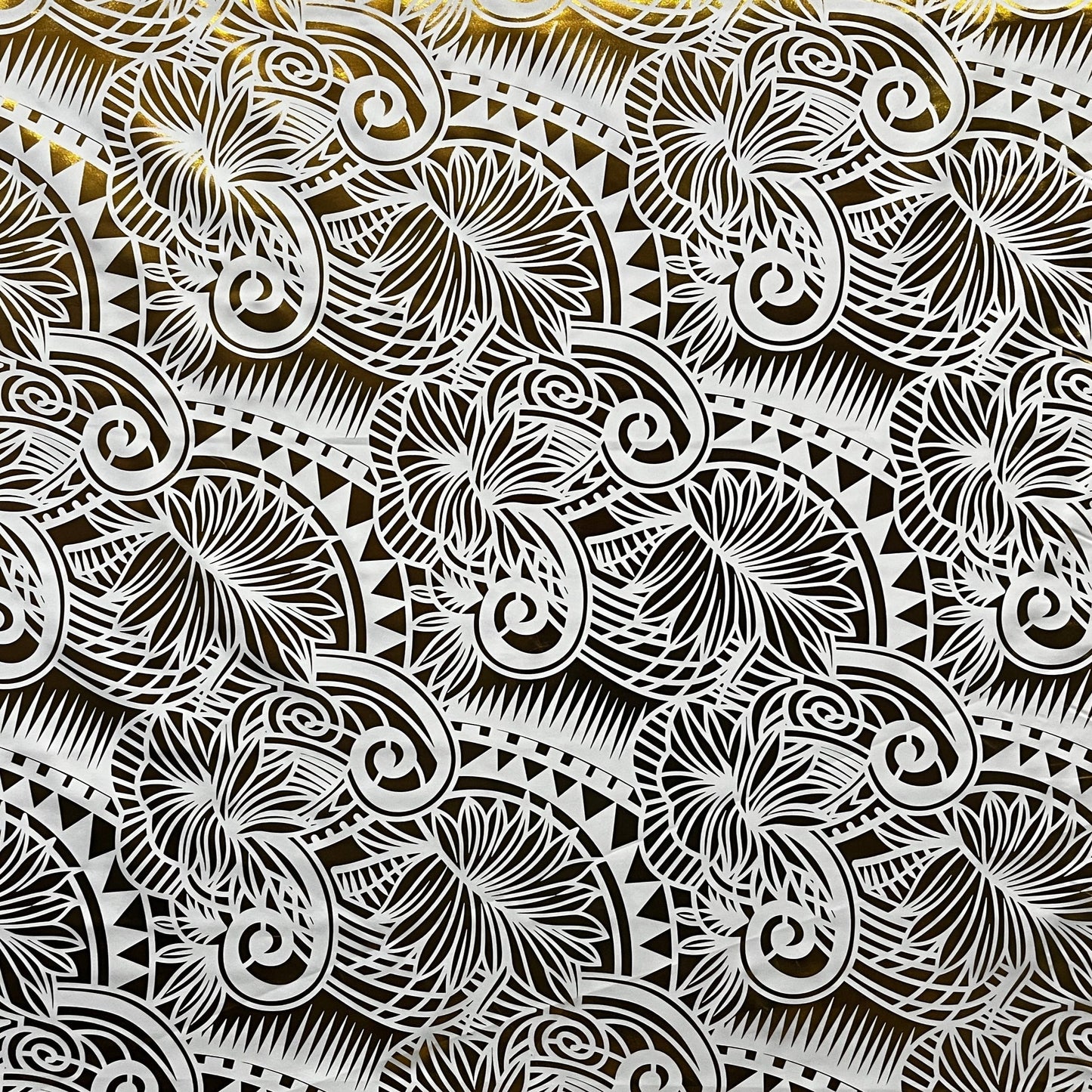 Palm Leaves Traditional Tattoo Polyester Foil | Islands Fabric