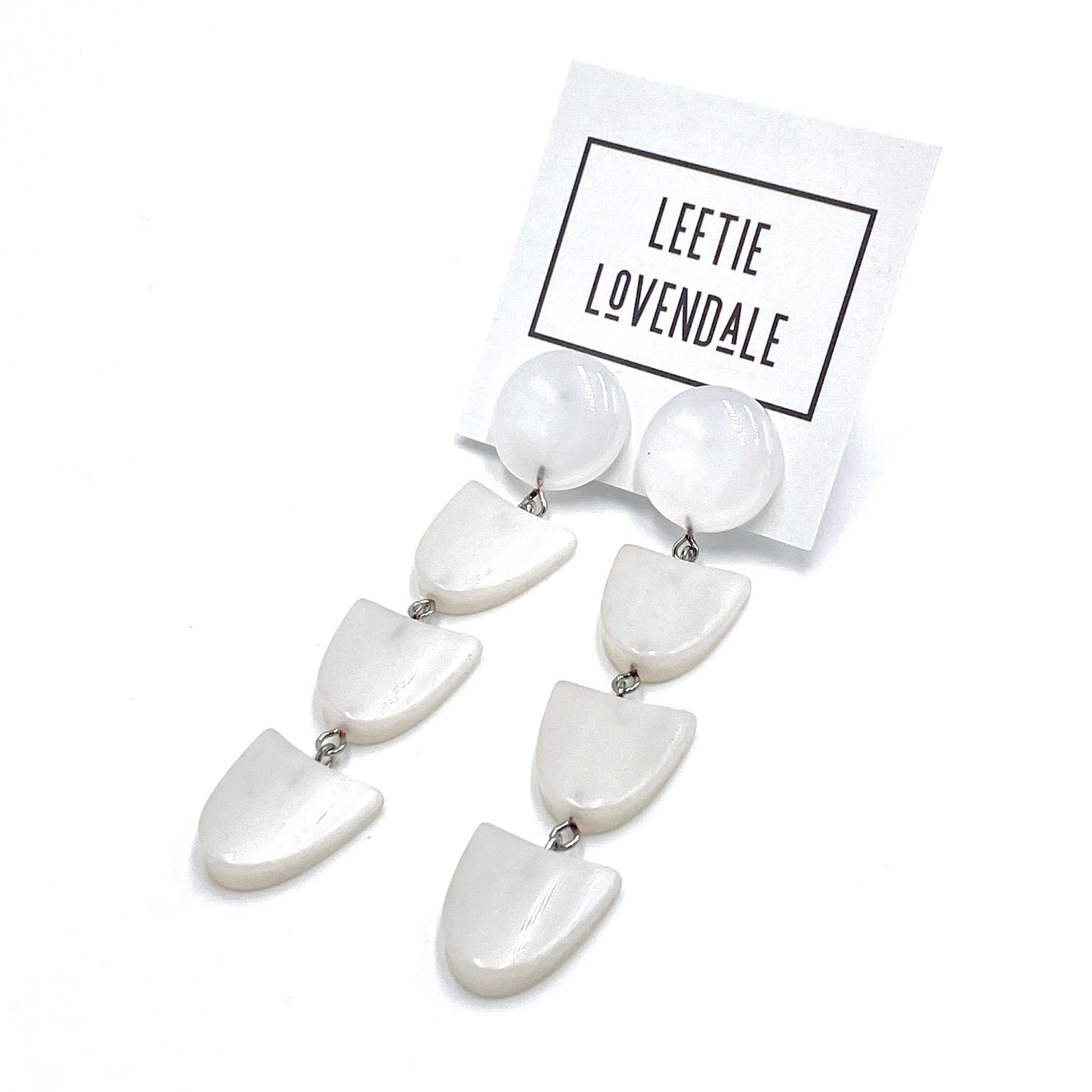 White Arrow Moonglow Earrings *