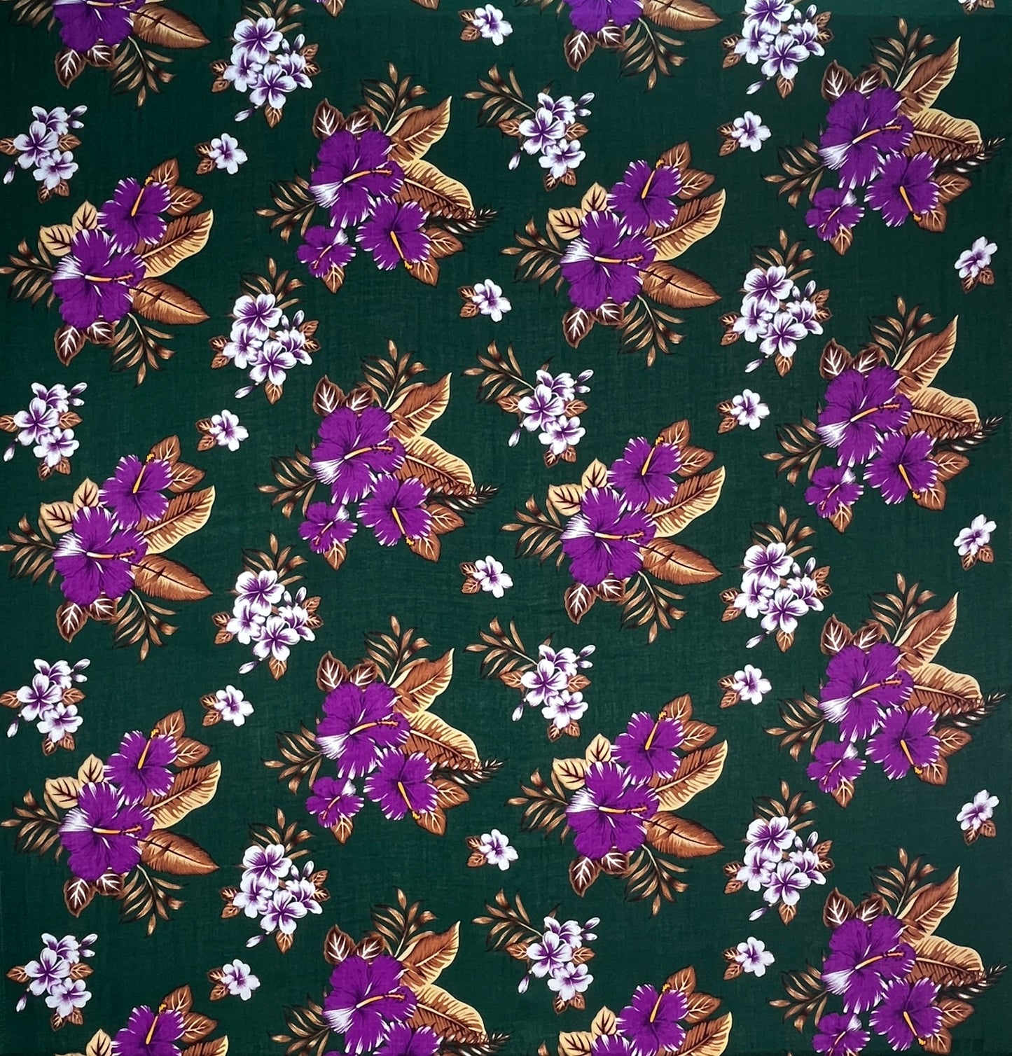 Hibiscus Plumeria & Tropical Leaves clusters Fabric | Rayon