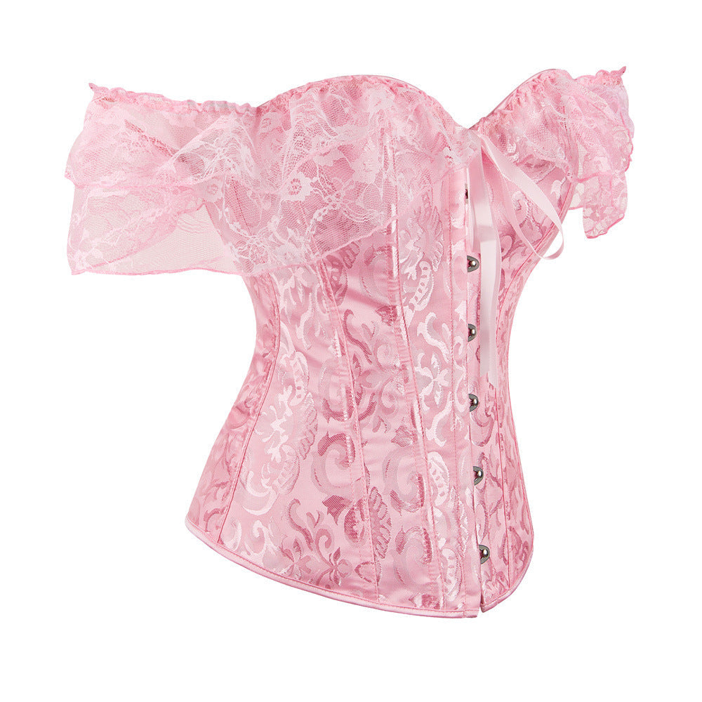 Corset Women off Shoulder Lace Mesh Corset Sexy Stage Performance Club Uniform