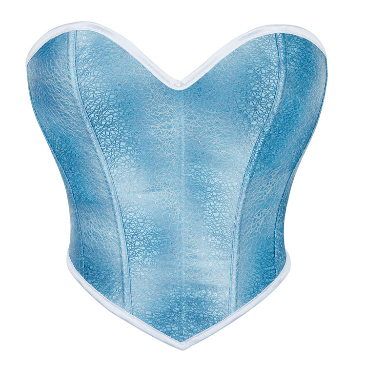 Blue Color Zipper Women Tube Top Body Shaping Top