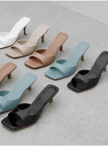 Women High Heel Square Open Toe Sandals