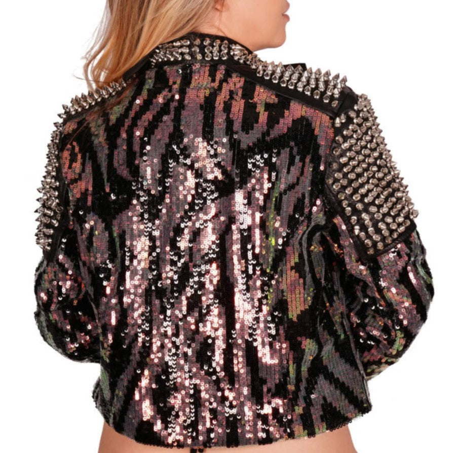 Glam Punk Sequin and Spikes Jacket