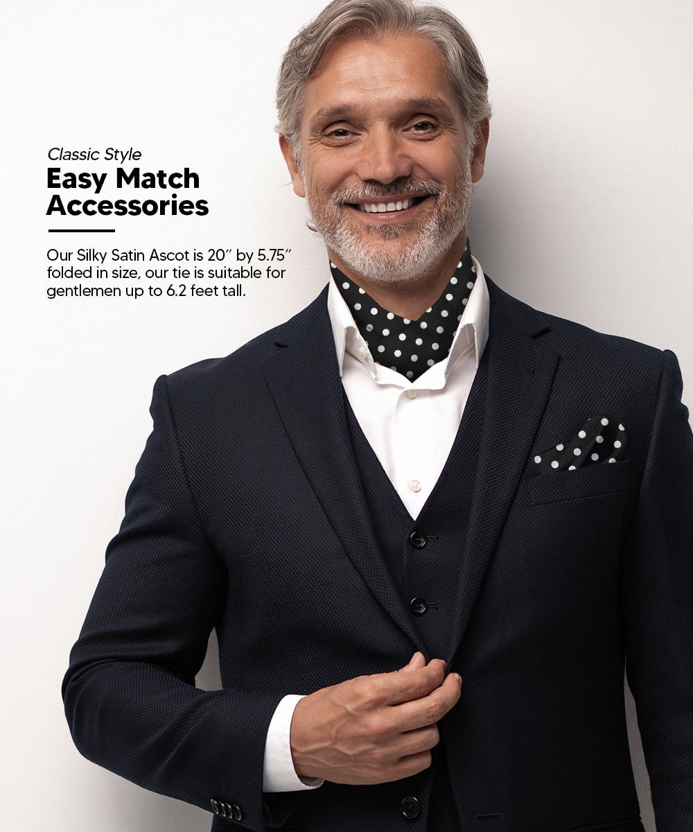 Vittorio Farina Men's Polka Dot Satin Ascot & Pocket Square