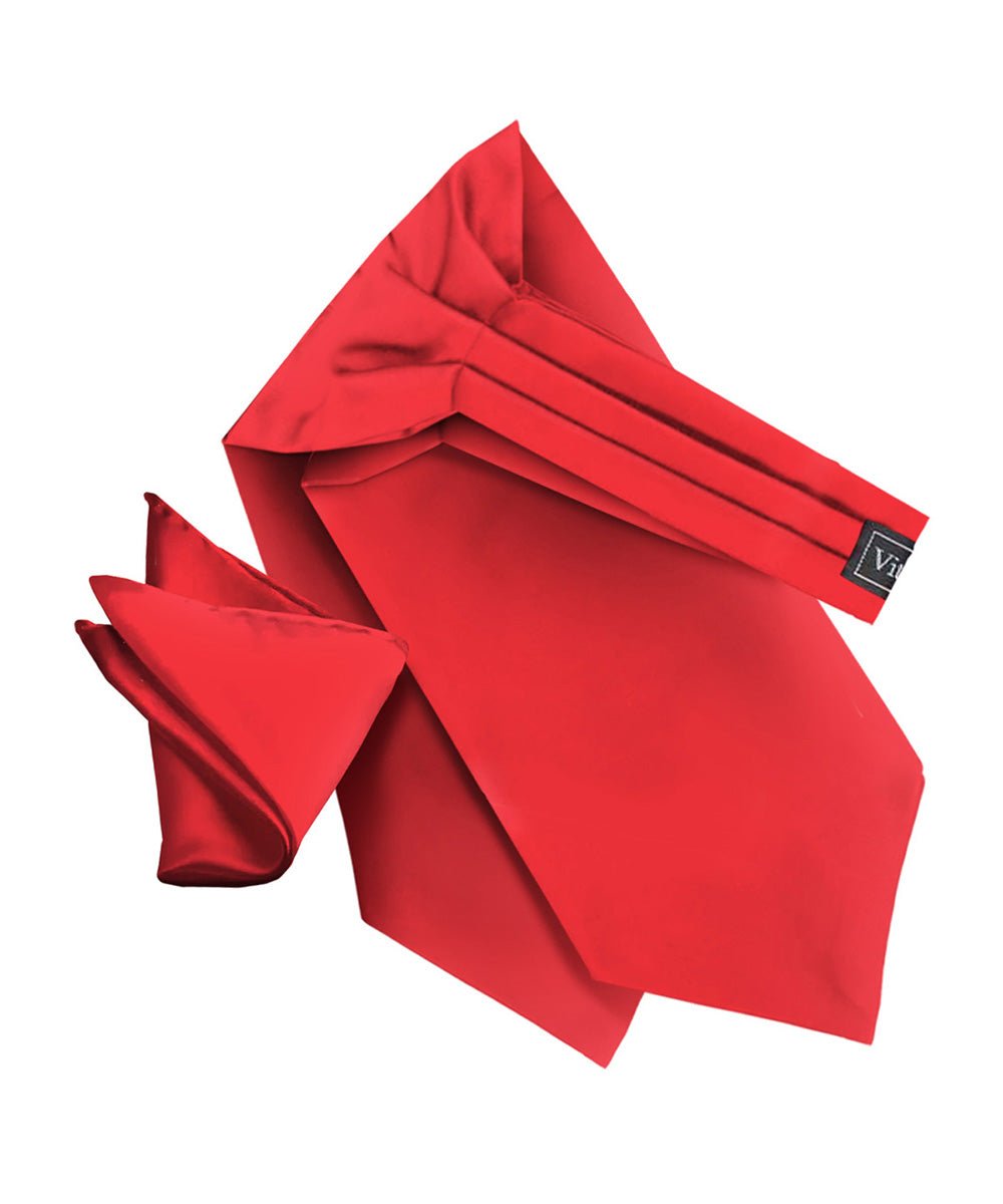 Vittorio Farina Men's Solid Satin Ascot & Pocket Square
