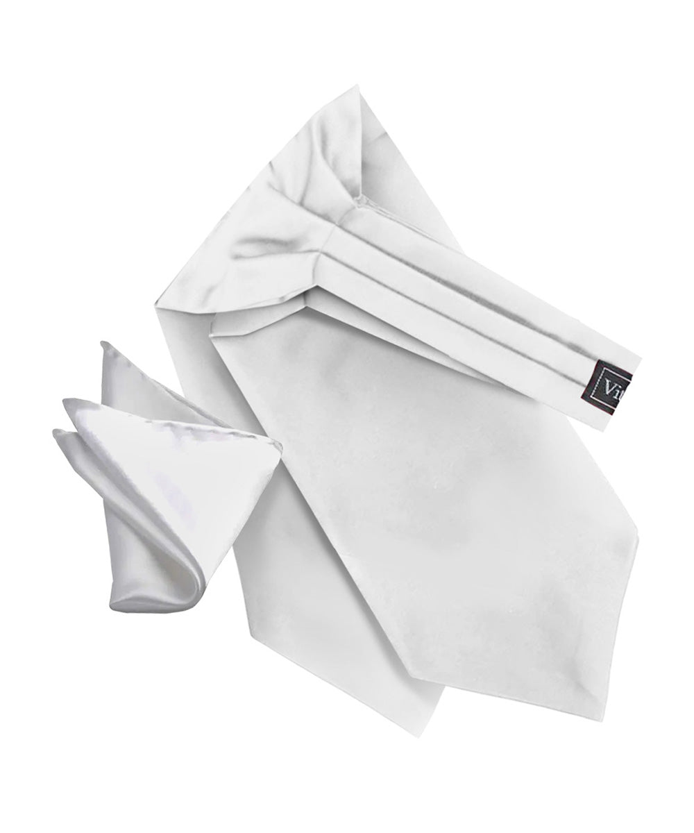 Vittorio Farina Men's Solid Satin Ascot & Pocket Square