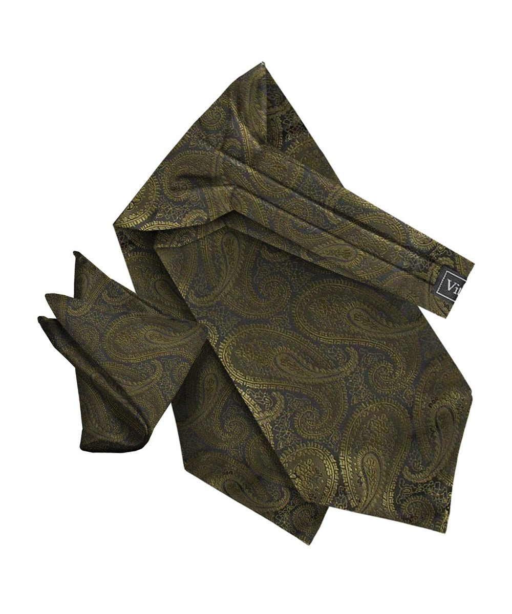 Vittorio Farina Men's Woven Pasiley Ascot & Pocket Square