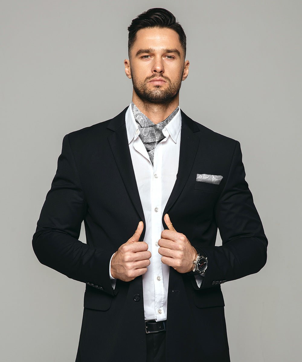 Vittorio Farina Men's Woven Pasiley Ascot & Pocket Square