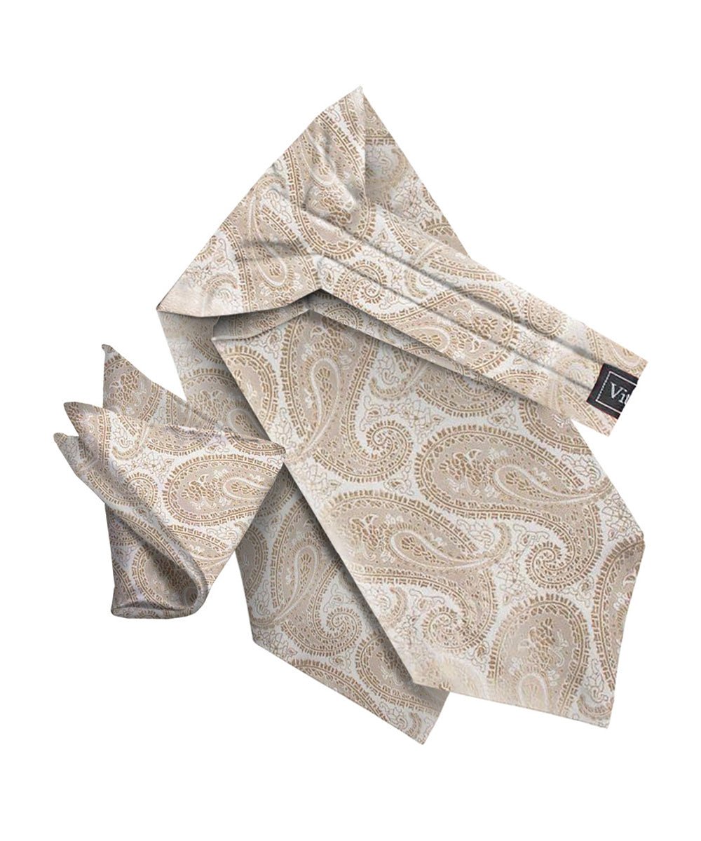 Vittorio Farina Men's Woven Pasiley Ascot & Pocket Square