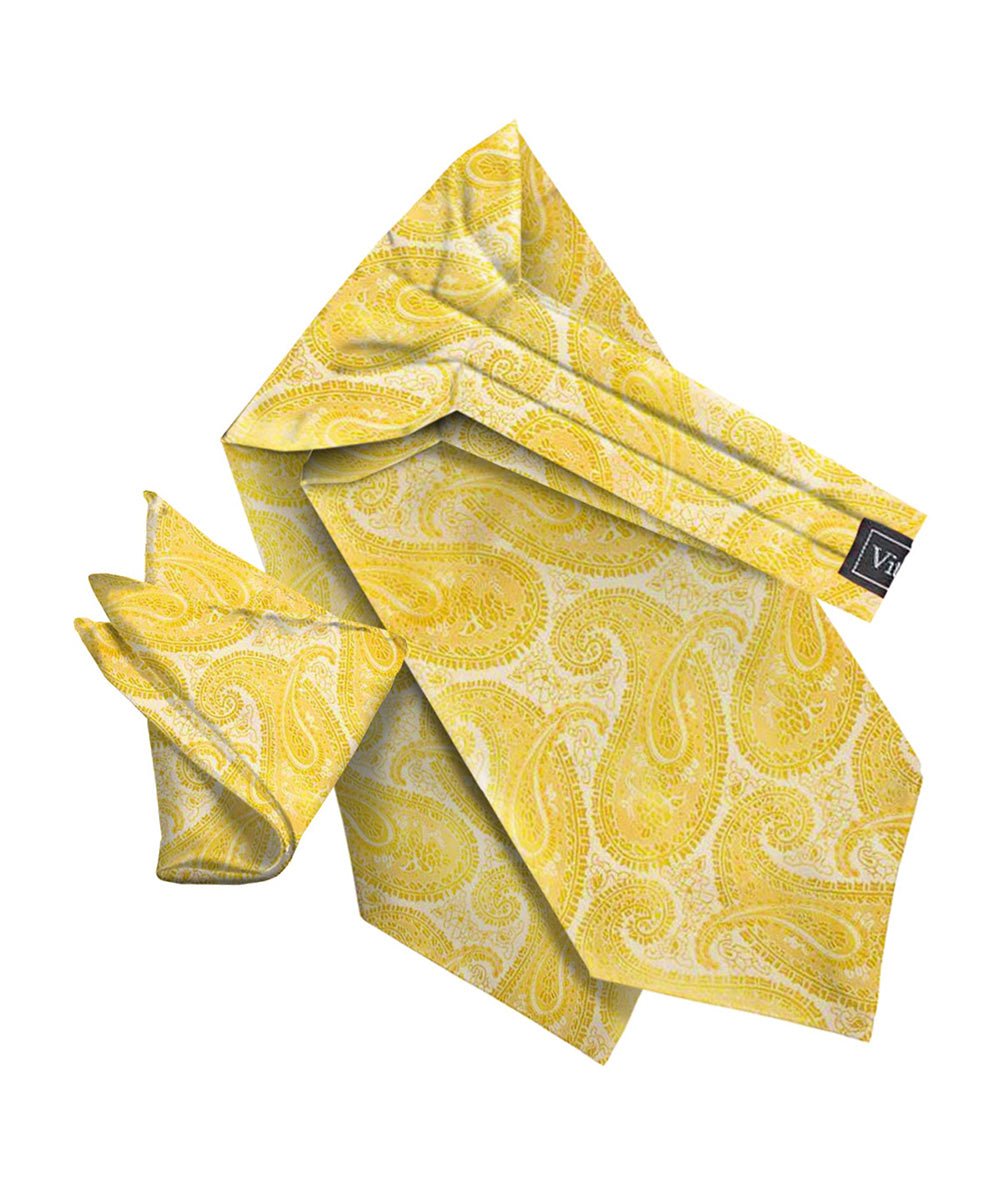 Vittorio Farina Men's Woven Pasiley Ascot & Pocket Square