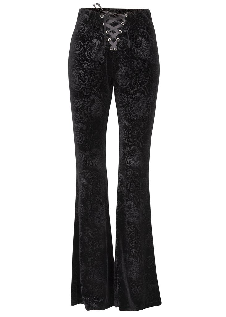 Black Burnout Velvet Bell Bottoms