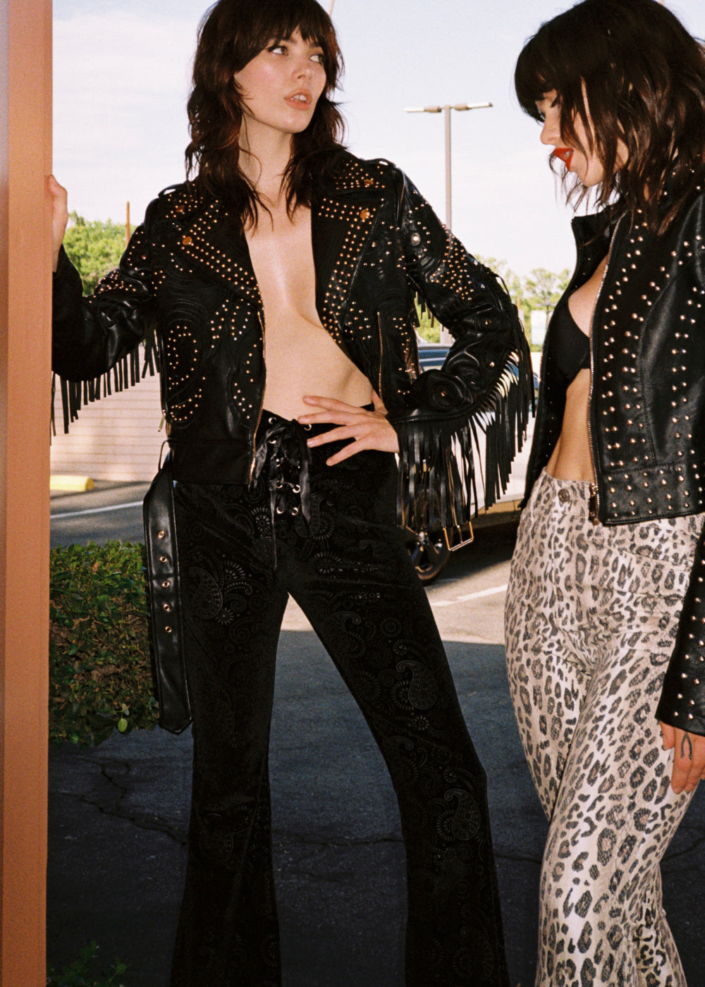 Black Burnout Velvet Bell Bottoms