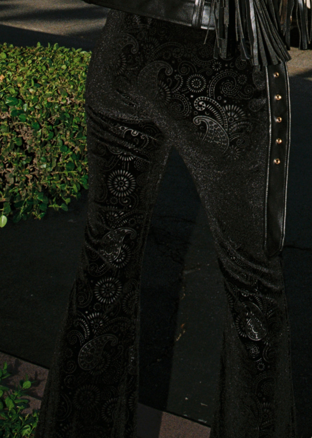 Black Burnout Velvet Bell Bottoms