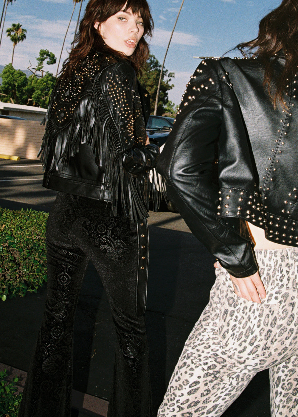 Black Burnout Velvet Bell Bottoms