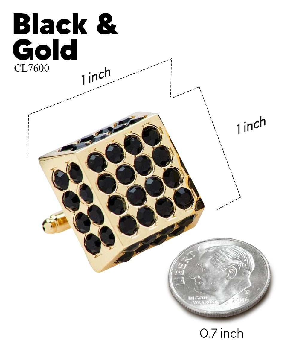 Vittorio Vico Men's Large Square Studded Colored Crystal Cufflinks: CL76XX Series
