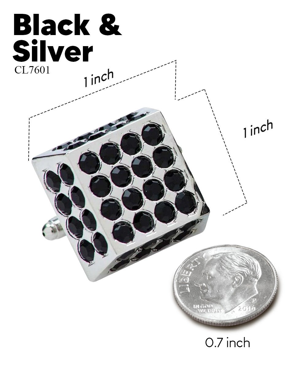 Vittorio Vico Men's Large Square Studded Colored Crystal Cufflinks: CL76XX Series