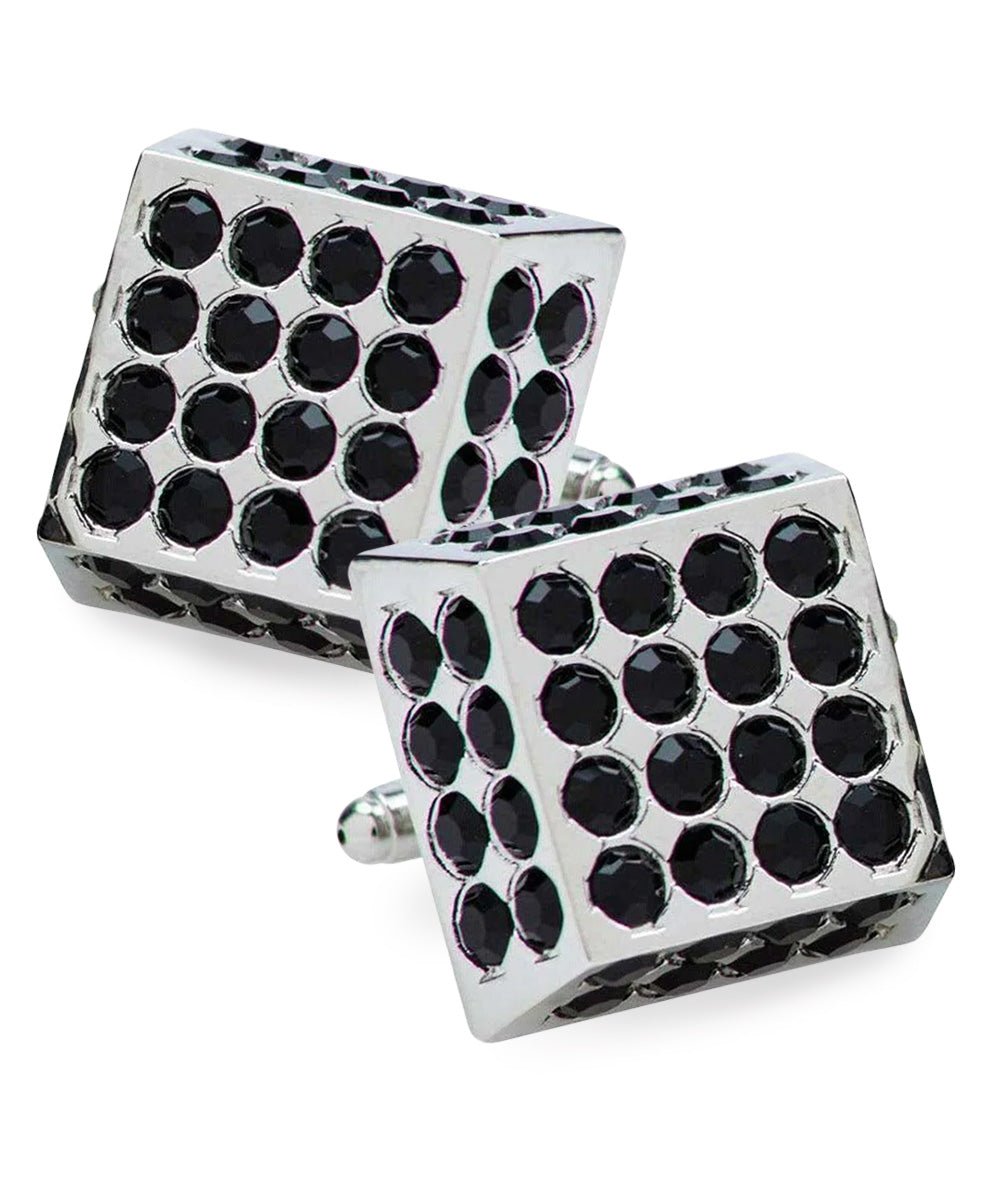 Vittorio Vico Men's Large Square Studded Colored Crystal Cufflinks: CL76XX Series