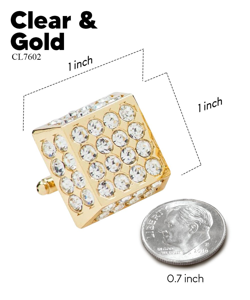 Vittorio Vico Men's Large Square Studded Colored Crystal Cufflinks: CL76XX Series