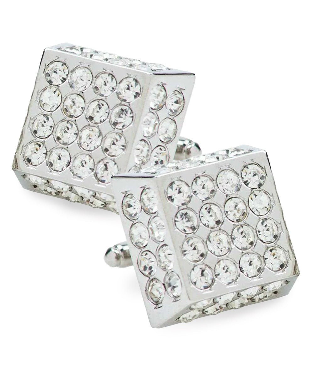Vittorio Vico Men's Large Square Studded Colored Crystal Cufflinks: CL76XX Series