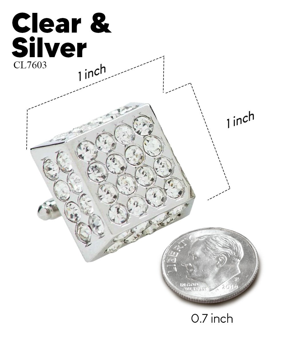 Vittorio Vico Men's Large Square Studded Colored Crystal Cufflinks: CL76XX Series