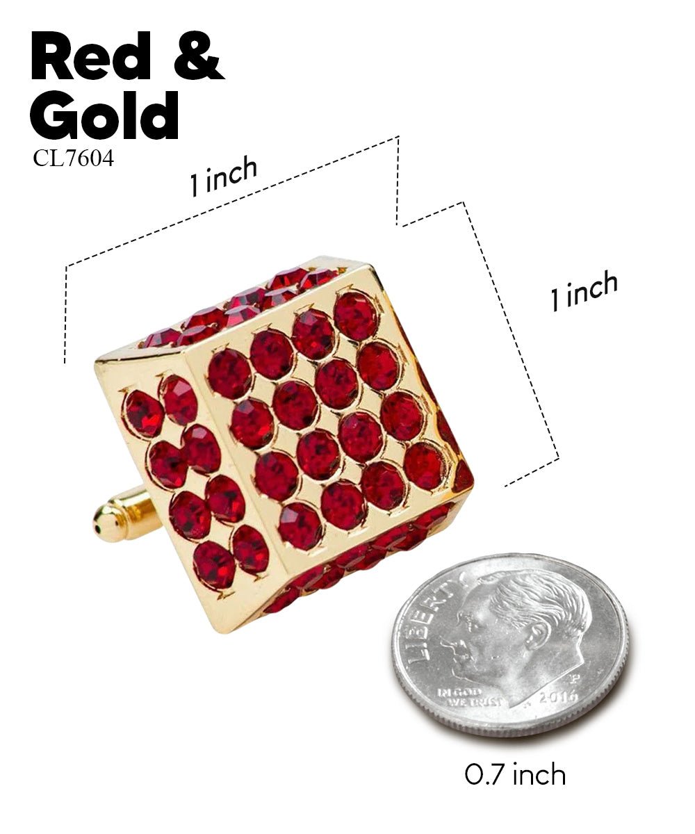 Vittorio Vico Men's Large Square Studded Colored Crystal Cufflinks: CL76XX Series