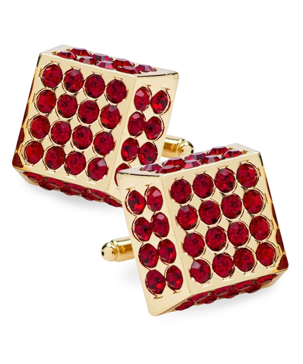 Vittorio Vico Men's Large Square Studded Colored Crystal Cufflinks: CL76XX Series
