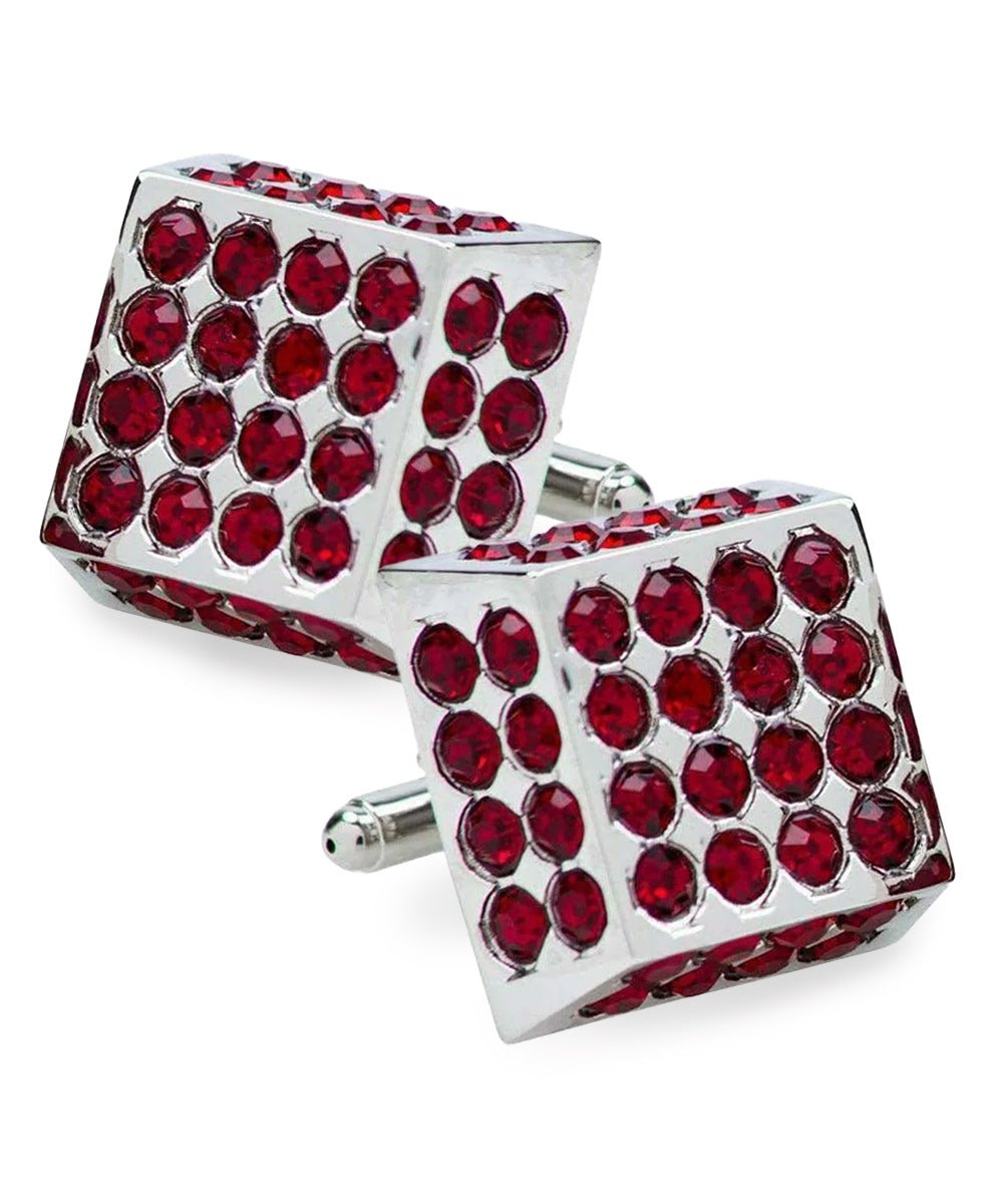 Vittorio Vico Men's Large Square Studded Colored Crystal Cufflinks: CL76XX Series