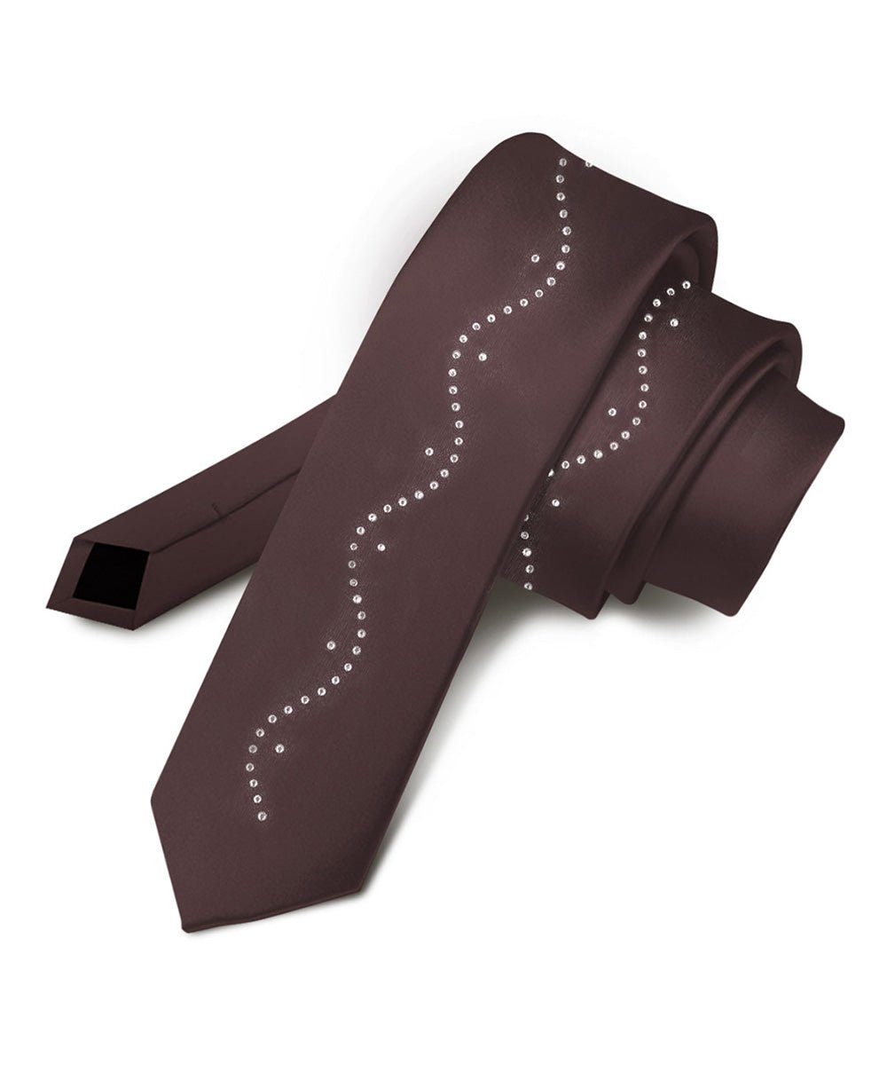Vittorio Farina Men's Satin Skinny Necktie with Rhinestones