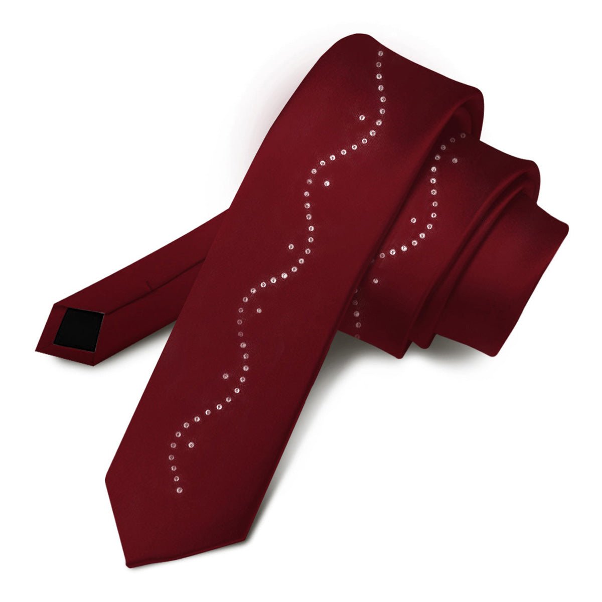 Vittorio Farina Men's Satin Skinny Necktie with Rhinestones