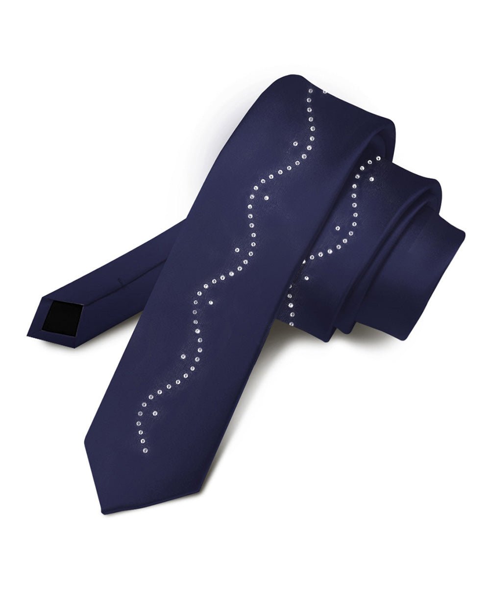Vittorio Farina Men's Satin Skinny Necktie with Rhinestones