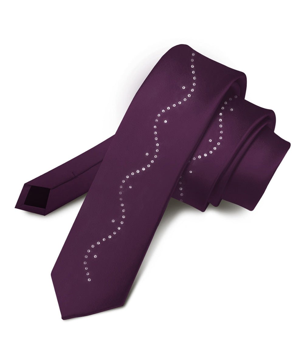 Vittorio Farina Men's Satin Skinny Necktie with Rhinestones