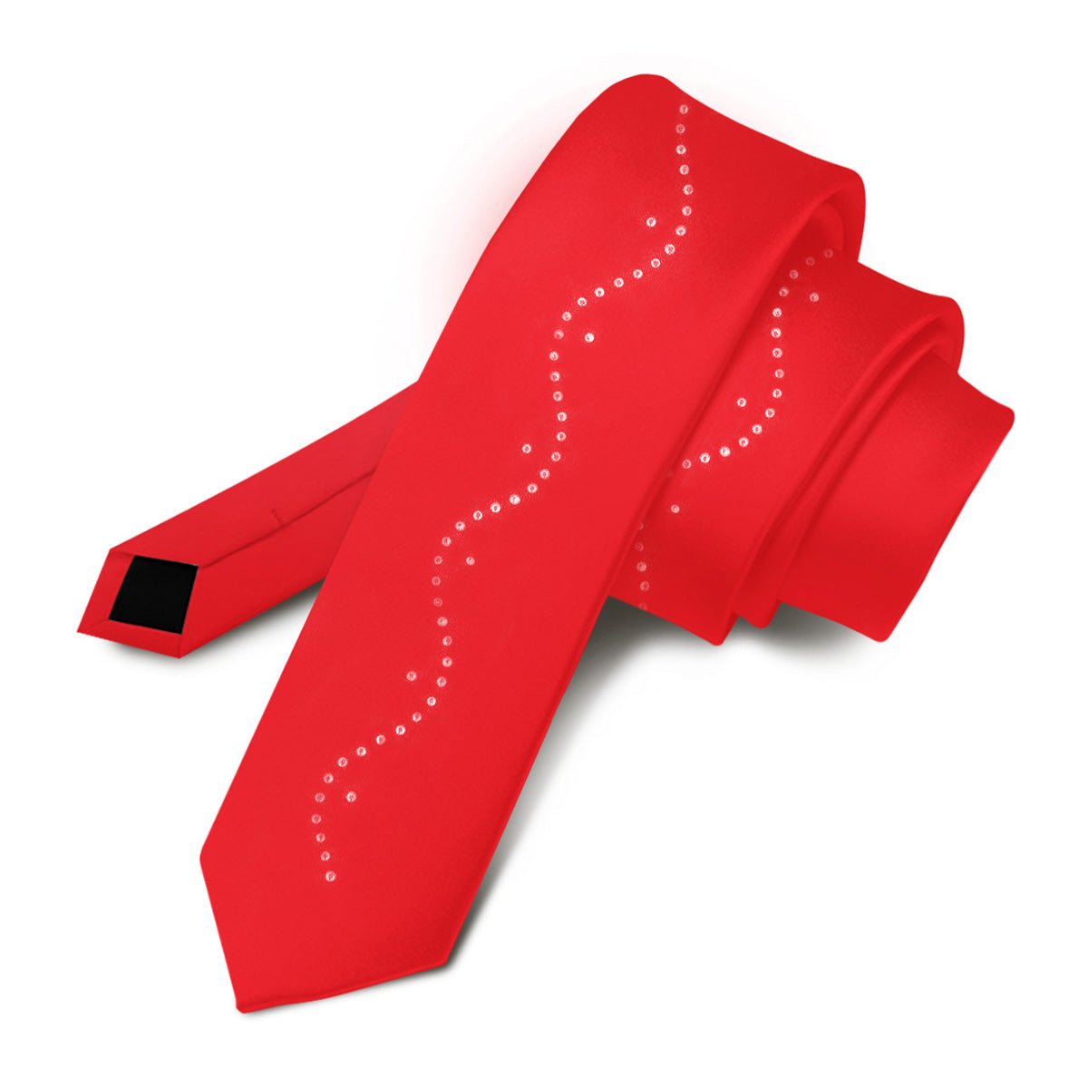 Vittorio Farina Men's Satin Skinny Necktie with Rhinestones