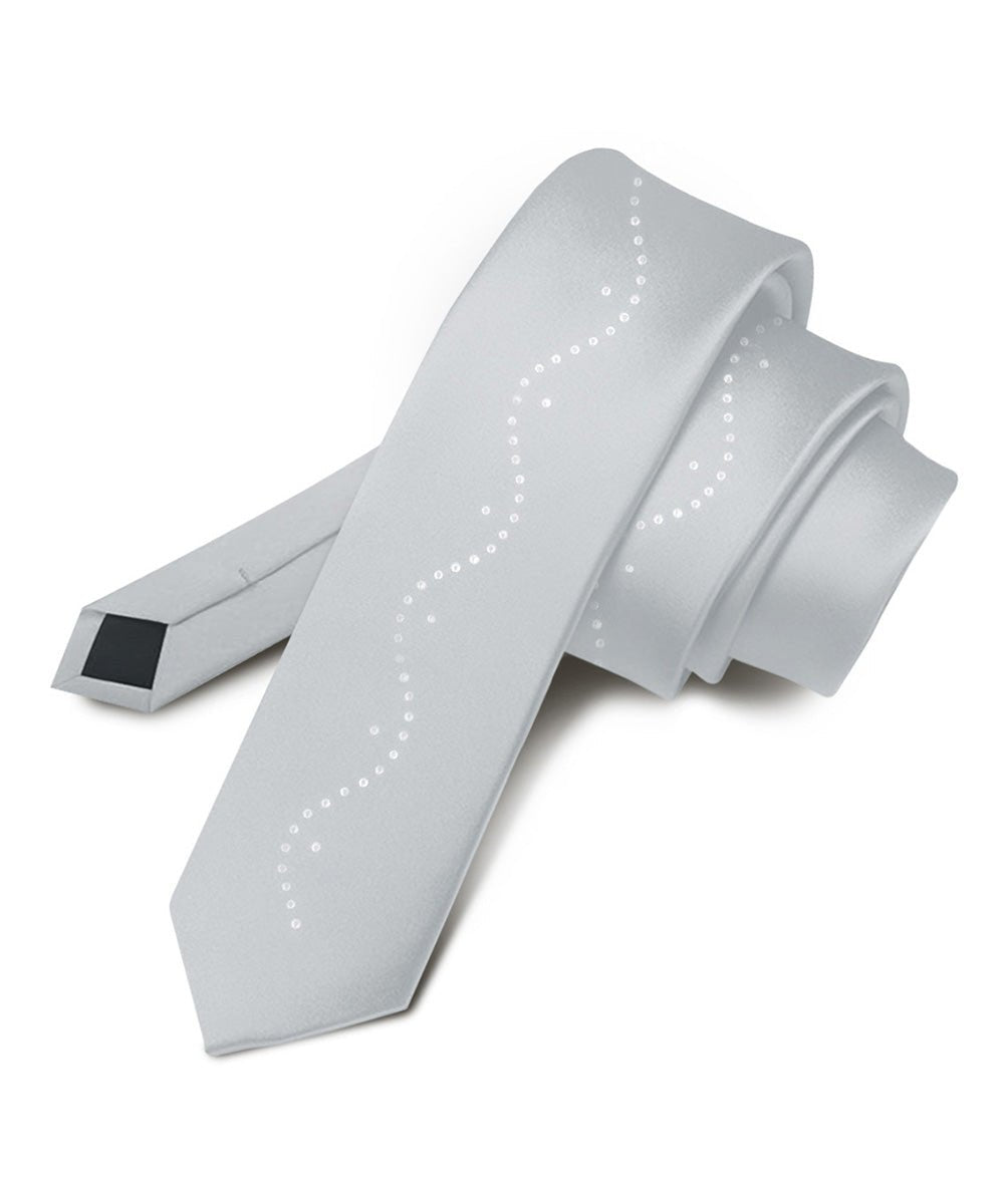 Vittorio Farina Men's Satin Skinny Necktie with Rhinestones