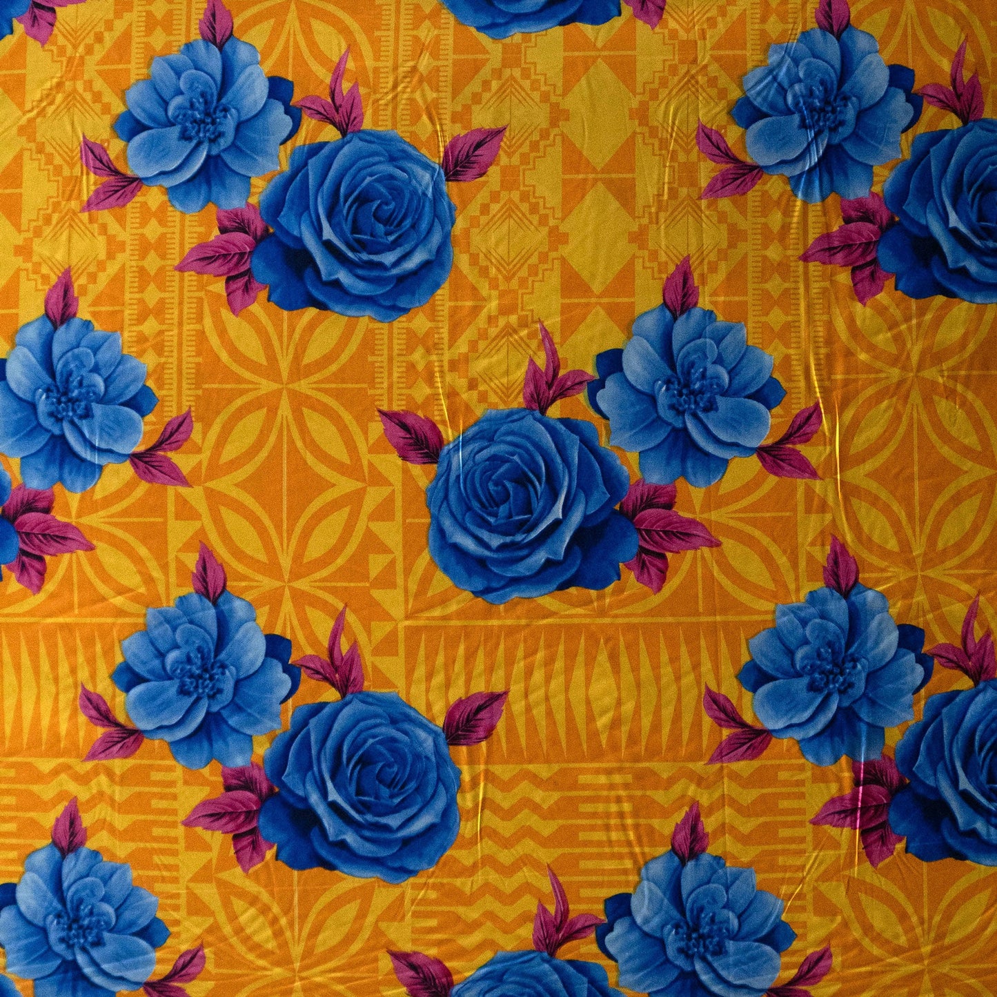 Polynesian Rose Geometric design Fabric | Peachskin