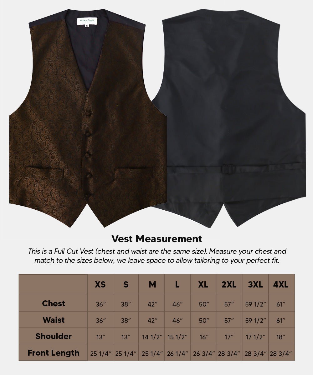 Vittorio Farina Men's Woven Paisley Vest, Necktie, Bow Tie and Pocket Square Set (Black Back)