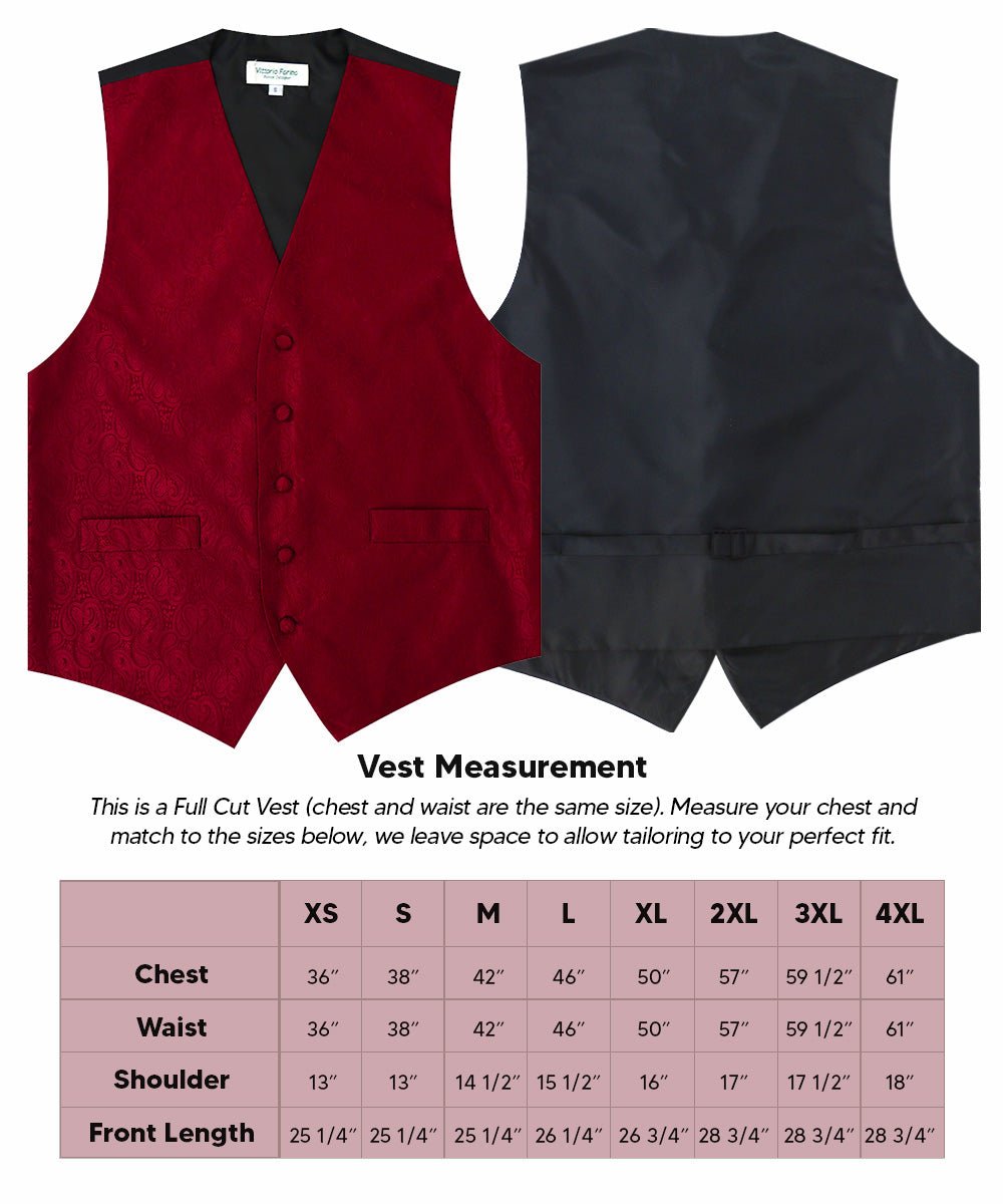 Vittorio Farina Men's Woven Paisley Vest, Necktie, Bow Tie and Pocket Square Set (Black Back)