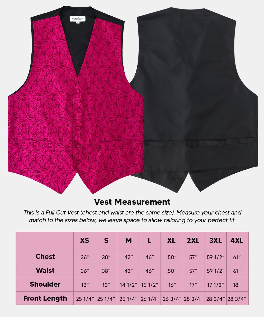 Vittorio Farina Men's Woven Paisley Vest, Necktie, Bow Tie and Pocket Square Set (Black Back)