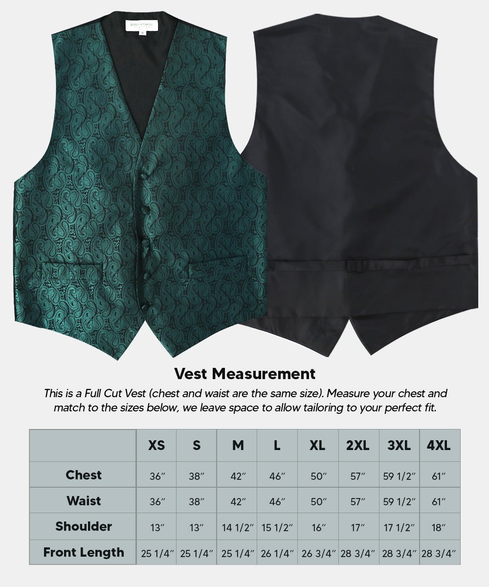 Vittorio Farina Men's Woven Paisley Vest, Necktie, Bow Tie and Pocket Square Set (Black Back)