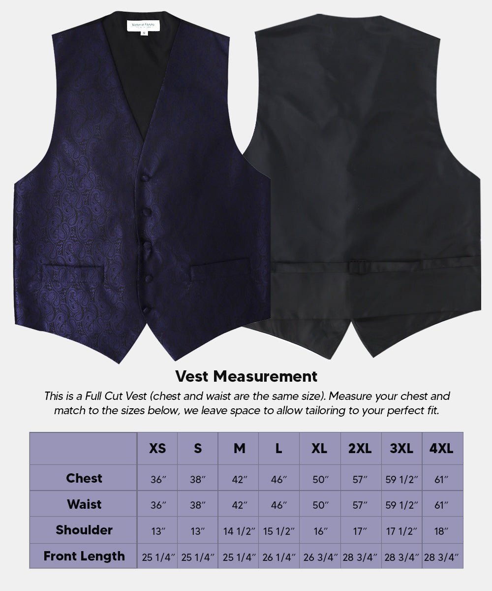 Vittorio Farina Men's Woven Paisley Vest, Necktie, Bow Tie and Pocket Square Set (Black Back)